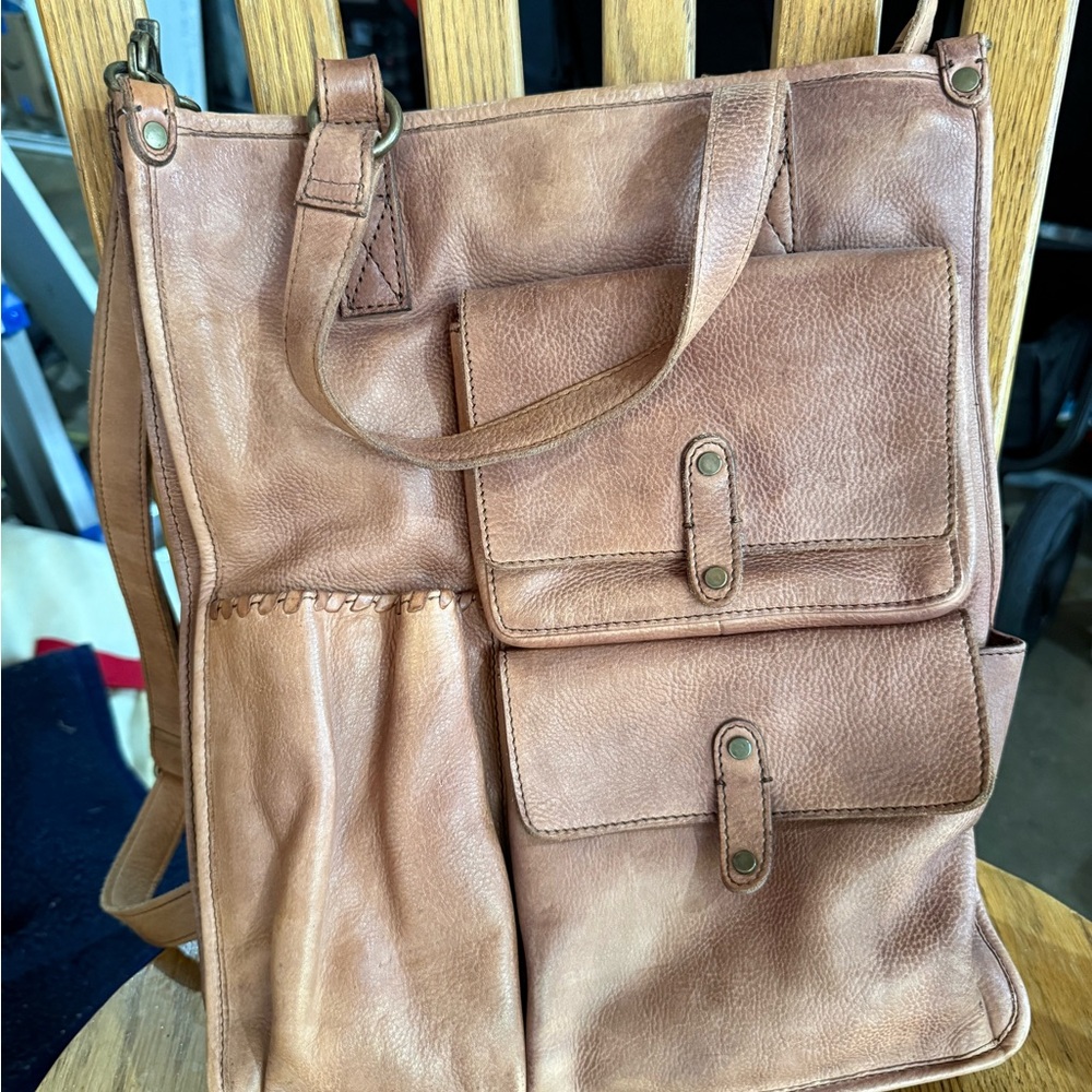 Free People Tan Leather Shoulder Bag